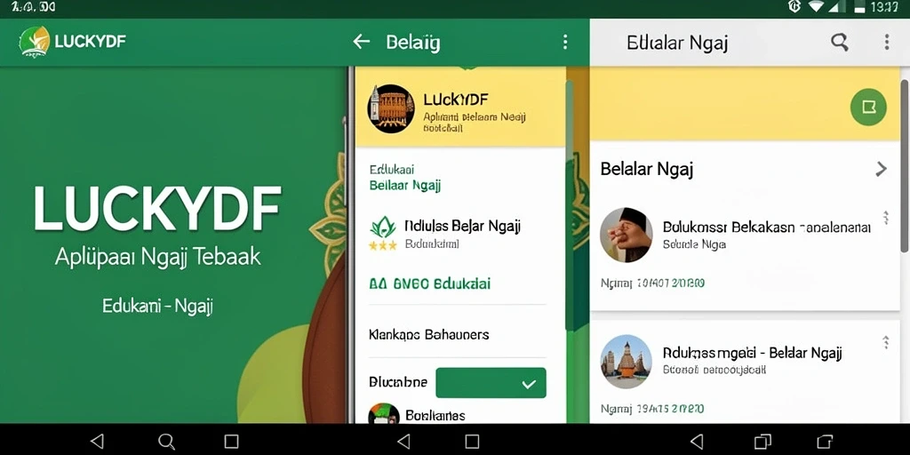Tampilan antarmuka aplikasi Belajar Ngaji yang interaktif dan menarik.
