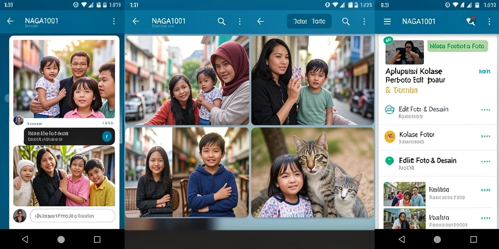 Tampilan antarmuka NAGA1001 saat membuat kolase foto yang kreatif.