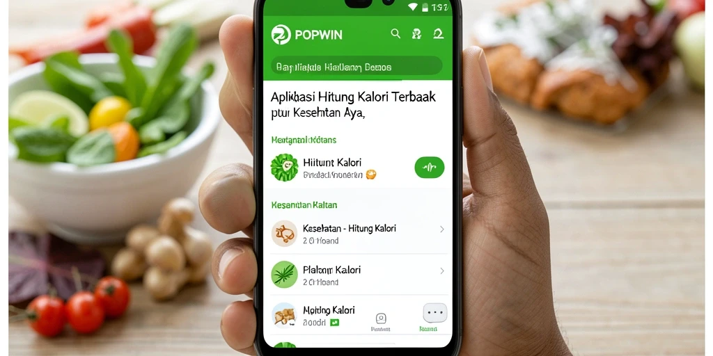 Tampilan antarmuka aplikasi POPWIN dengan fitur Hitung Kalori
